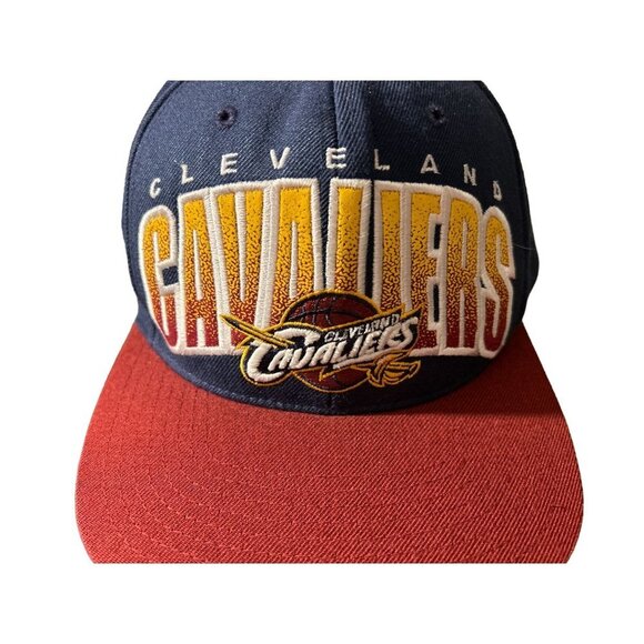 Cleveland CAVALIERS Hat Large Logo Yellow Burgundy Denim - Picture 1 of 7